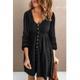 thumbnail image 1 of Women's Black Button Up High Waist Long Sleeve Dress, 1 of 20
