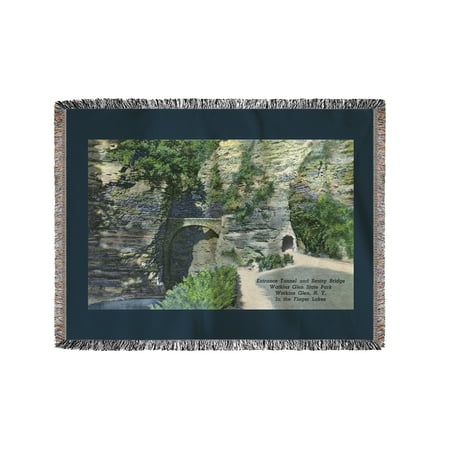 State Park Entrance - Watkins Glen, New York - State Park Entrance Tunnel and Sentry Bridge View (60x80 Woven Chenille Yarn Blanket)