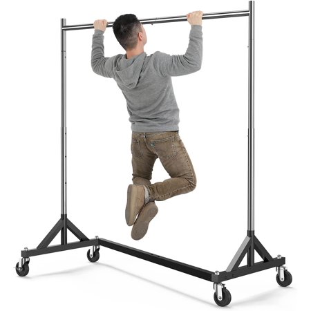 HOKEEPER Commercial Z Base Garment Rack Hold 400LBS Heavy Duty Clothing Rack Adjustable Rolling Clothes Rack for Hanging Clothes Racks on Wheels Portable Z Rack, Chrome Finish