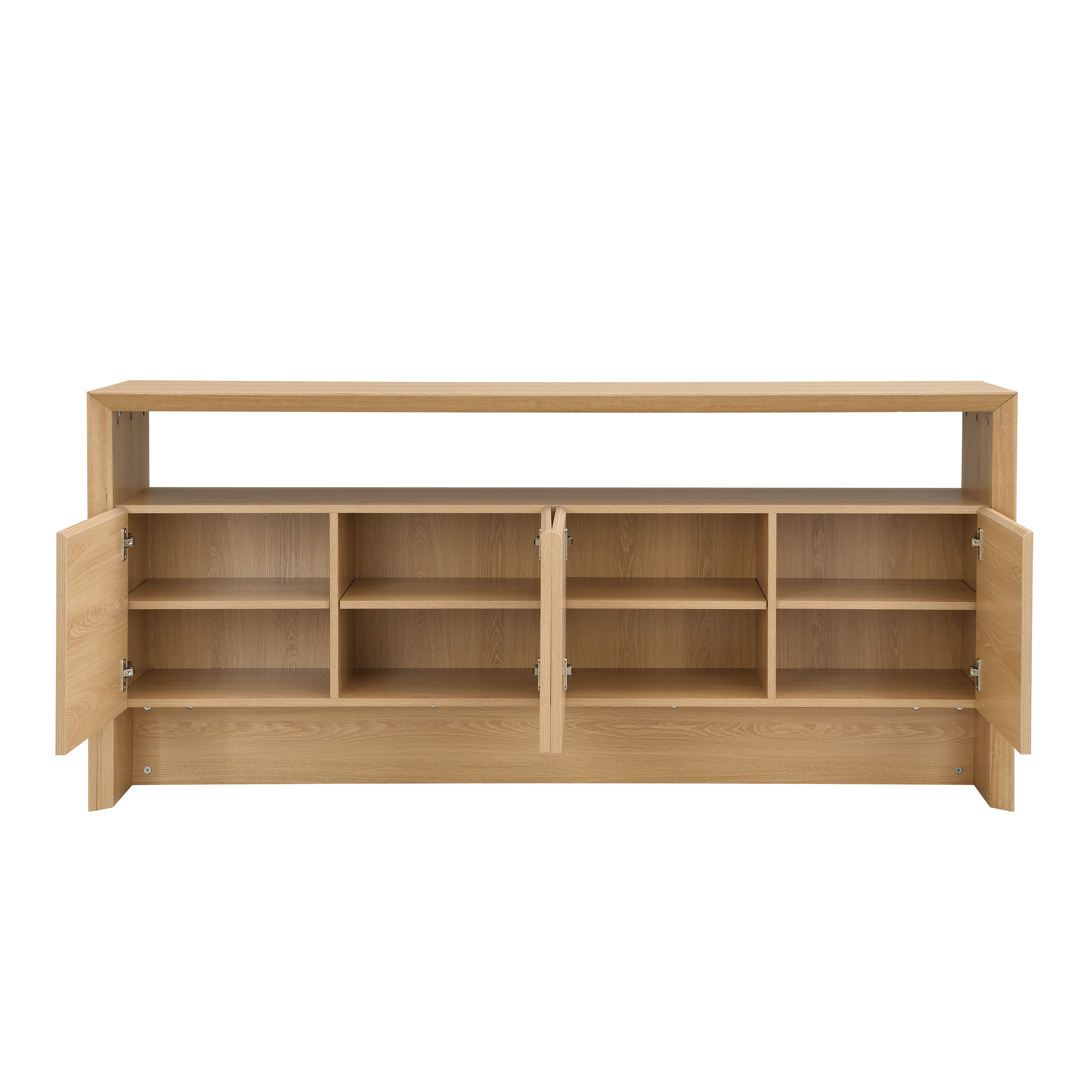Euroco 68.7" Large Sideboard Buffet Cabinet with Storage, Mid Century Modern Coffee Bar Cabinet with Open Shelf for Kitchen Living Room,Entryway,Light Oak