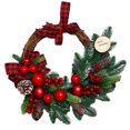 thumbnail image 1 of TheFound Christmas PVC Wreath Artificial Wreath with Berry Christmas Ball Decor for Front Door, Window, 1 of 8