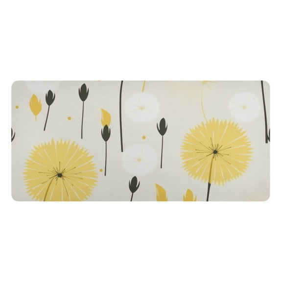 Yellow Dandelion Desk Mats Large Mouse Pad Long Keyboard Computer Rubber Base Non-Slip Mats Accessories Decor for Office Home 16.5"x35.4"