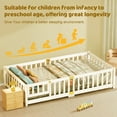 thumbnail image 3 of Slsy Twin Size Toddler Floor Bed, Solid Wood Montessori Bed Frame with Fence & Door Montessori Floor Bed Crib with Safety Guardrails for Girls and Boys, 3 of 10
