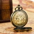 ManChDa Dragon Pocket Watches for Men Mechanical Copper Roman Numberals