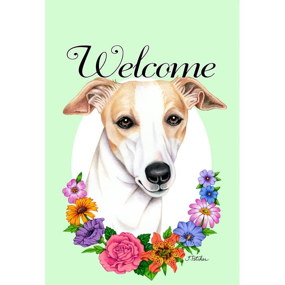 Whippet - Best of Breed Welcome Flowers Garden Flags