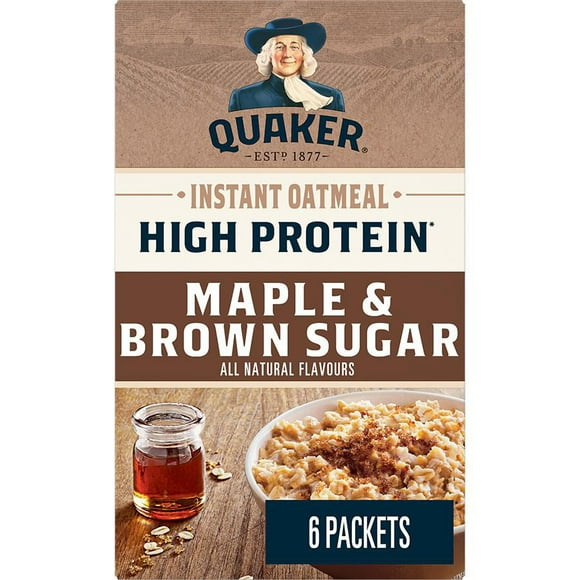 Quaker High Protein Maple & Brown Sugar Flavour Instant Oatmeal, 228g