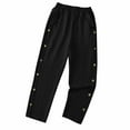 thumbnail image 3 of yunLCZ Pants for Women High Waisted Women's Side Button Pockets Solid Color Mid Waist Cotton Linen Casual Slacks, 3 of 4