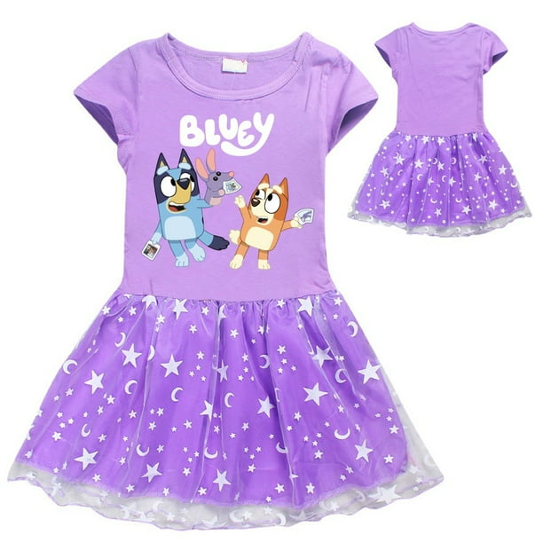 Bluey Vestido De Verano Para Bebés Y Niñas , Vestidos De Manga Corta Para Niños Pequeños , Ropa Gao Jiahui unisex