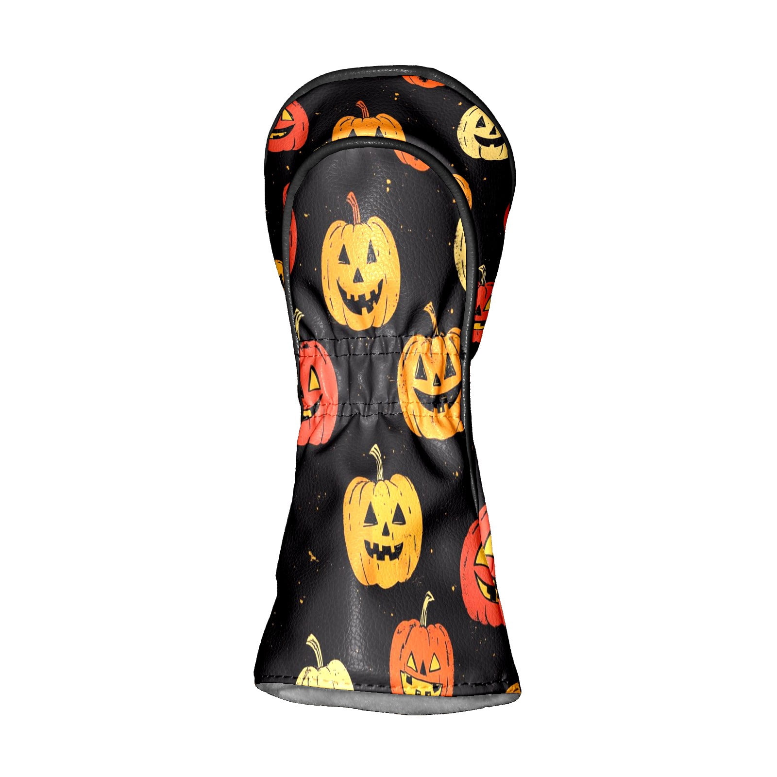 Golf Club Covers PU Leather Waterproof Head Covers for Fairway Woods Hybrids Halloween Pumpkin Pattern Unisex Fits Most Brands