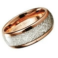 thumbnail image 3 of Wedding Ring Men Women 8mm Rose Gold Tungsten Wedding Band w/ Meteorite, 3 of 4