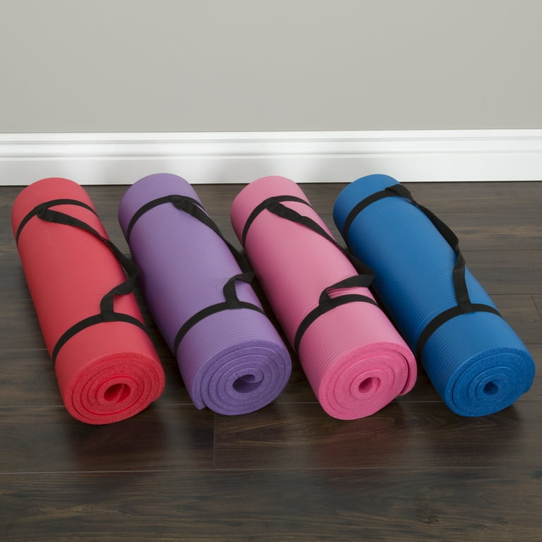 Wakeman Fitness 1/2 In. Extra Thick Yoga Mat, With Carrying Strap, Black -  Walmart.com