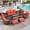 Red, variant on SUMMIT LIVING 9-Seat Patio Furniture Set with 56" Gas Fire Pit Table (50,000 BTU), Wicker Sectional Outdoor Conversation Set with Swivels Chairs, Beige