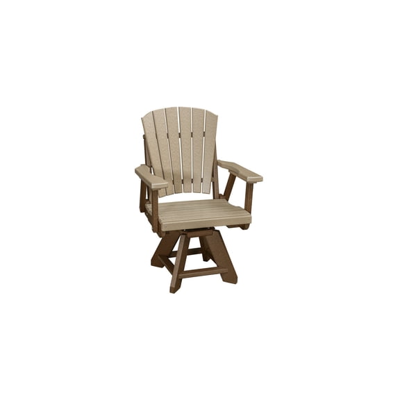 Dining Swivel Chair - Weatherwood HDPE Plastic - Outdoor Armchair - Durable Patio Seating