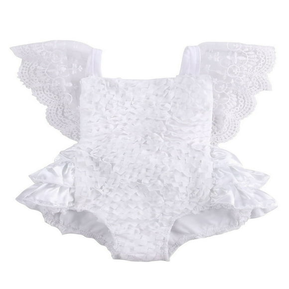 Barboteuse pour Tout-Petit Fille en Dentelle Rose Combinaison Tenue Vêtements d'Été