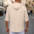 thumbnail image 7 of JTieacloth Summer Linen Long Sleeve Shirt Beach Casual Hooded Shirt Long Sleeve Solid Color Shirt Free Button Down Shirt Yellow, 7 of 7