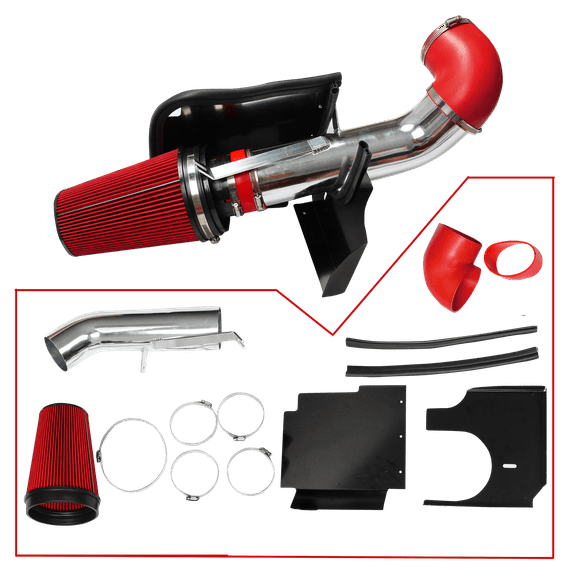4" Cold Air Intake Kit Heat Shield for 1999-06 GMC Sierra 1500/2500/3500 RED