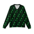 thumbnail image 4 of Men’s V Neck Long Sleeve Pullover Sweater with 3D Floral Print Casual Knitted Top for Everyday Wear and Layering Dark Green 3XL, 4 of 5