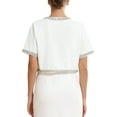 thumbnail image 3 of INSPIRE CHIC Women's Cropped Bolero Sequined Trim Short Sleeves Open Front Shrugs XL White, 3 of 5