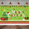 thumbnail image 4 of Merry Christmas Banner Sign Backdrop Cute Xmas Tree Green Theme Flag Outdoor Banner Background Winter Snowflake Yard Sign Background for Photography Banner Cover, 72X44IN, 4 of 5