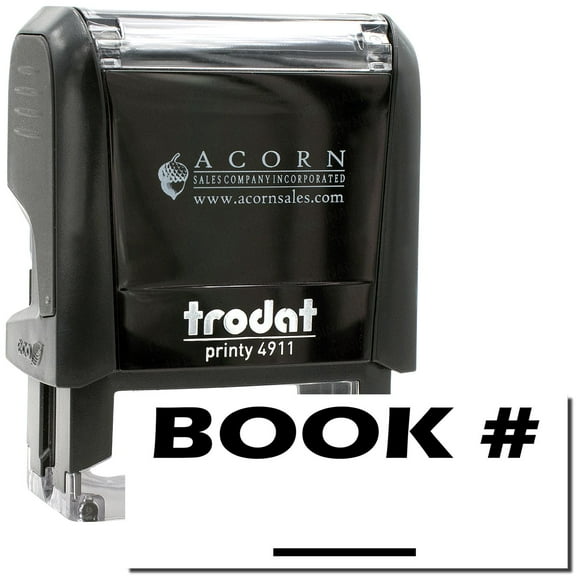 Self-Inking Book Stamp, Trodat Printy 4911, Press and Print Stamping, Impression Size 5/8" x 1-1/2", Up to 10,000 Impressions - Black Ink