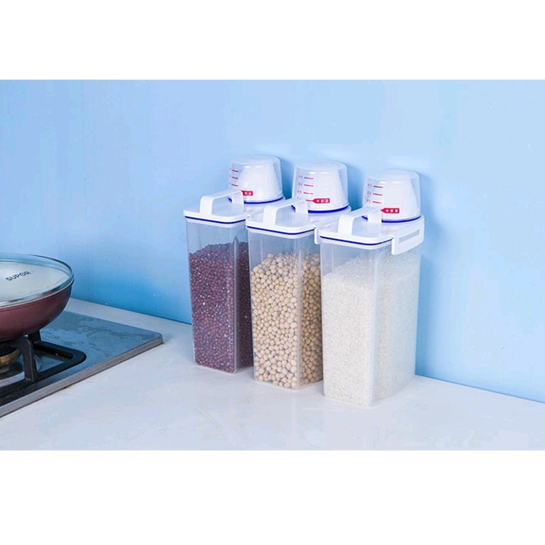 Alexsix 2L Plastic Cereal Dispenser Storage Box Kitchen Food Grain Rice  Container PP Multifunctional