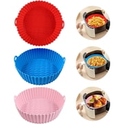 3-Pack Air Fryer Silicone Pot, 7.5 Inch Air Fryer Basket, Food Grade Air Fryer Accessories, Reusable Air Fryer Liner, Replacement of Parchment Liners, No Need to Clean the Air FryerFor 3 to 5QT