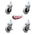 thumbnail image 2 of 3 Inch Polyurethane Wheel 3/8 Inch Threaded Stem Caster Set with 2 Brakes SCC, 2 of 2
