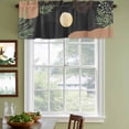 thumbnail image 3 of Boho Black Curtain Valances for Windows, Kitchen Valance Window Treatments Panel 2 Pack, Brown Modern Stripes Moon Abstract Leaf Rod Pocket Short Curtains for Bathroom Bedroom 42 x 18 Inch, 3 of 8