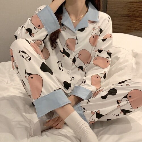 Women Sleepwear Set New Autumn Winter Pajamas Women Cotton Long-sleeved  Home Clothes