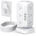 thumbnail image 1 of Multiprise Tour à 12 Prises avec 4 Ports de Charge USB, Protection contre les Surtensions, et Rallonge de 10 Pieds, 1 of 10