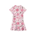 thumbnail image 4 of CCRFTGI Polo Dress for Kids Girls Size 6-7 Back To School Short Sleeve Uniform Cute Floral Print Pleated Flare Skater Polo Dresses Summer Button-Down Collar Pique Polo Dress Light pink 3-4 Years, 4 of 5