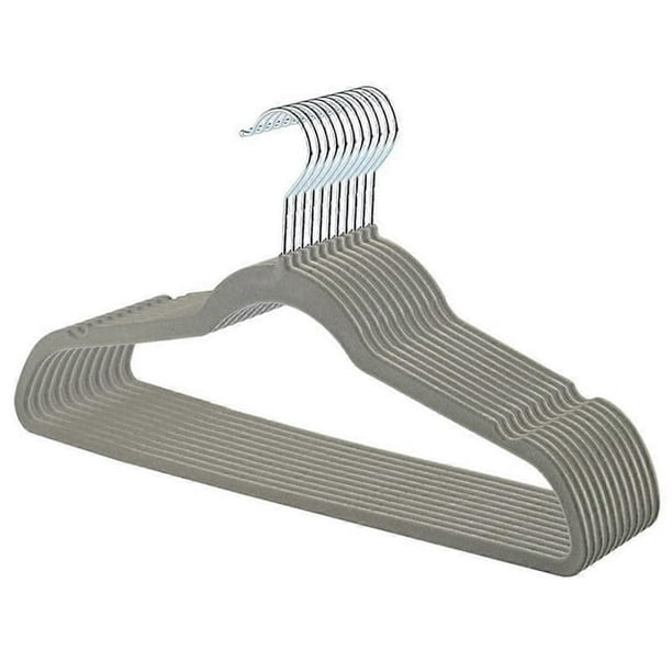 Perchas delgadas de terciopelo, perchas para ropa que no son de traje, perchas para abrigos, gancho gris plateado