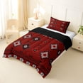 thumbnail image 2 of jejeloiu Southwest Tribal Twin Comforter Sets,Aztec Print Bedding Set For Boys,Red Black,Black Reversible,2-Piece,1 Comforter and 1 Pillowcase, 2 of 7