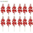thumbnail image 2 of BadPiggies 24 Pack Glitter Berry Stems, 8 Inch Artificial Christmas Tree Picks Decoration Filler Ornaments DIY Xmas Wreath (Red), 2 of 7
