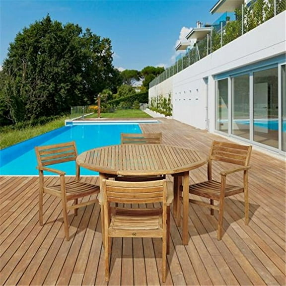 SC MALRND-4NINIA Alex 5 Piece Teak Round Patio Dining Set