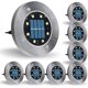 thumbnail image 1 of Juego de 8 luces solares para jardín, 8 discos LED, resistentes a la intemperie, empotrables, ideales para patios, entradas de vehículos y jardines (luz blanca), 1 of 5