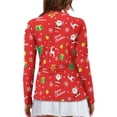thumbnail image 2 of Yuyamidu Santa Claus Long Sleeve Golf Shirts for Woman Reindeer Athletic Tennis Shirts Red Quarter Zip Workout T-shirts Joyous Christmas Pullover Size 2XL, 2 of 8