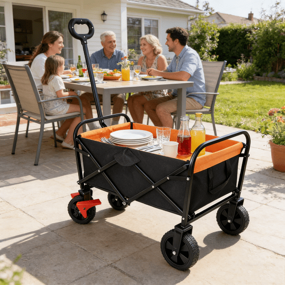 Kidsera Folding Wagon 36.22 in / 15.6 lb Capacity Garden Wagons with Brake