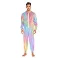 thumbnail image 3 of 1 Piece Adult Onesie Pajamas Cozy & Loose-Fit Sleepsuit Loungewear with Pockets Pastel Rainbow Tie-dye Small, 3 of 7