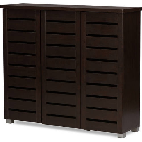 Baxton Studio Adalwin Modern And Contemporary 3 Door Dark Brown Wooden Entryway Shoes Storage Cabinet Com Baxton Studio Adalwin Modern And, Shoes Cabinet 3 Doors