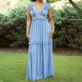 thumbnail image 2 of Summer Saving Wycnly Summer Dresses for Women Sexy Hollow out Ruffle Layer Flowy Swing A Line Long Dresses 2024 Sleeveless V-Neck Solid Maxi Formal Dress Sky Blue XL, 2 of 5