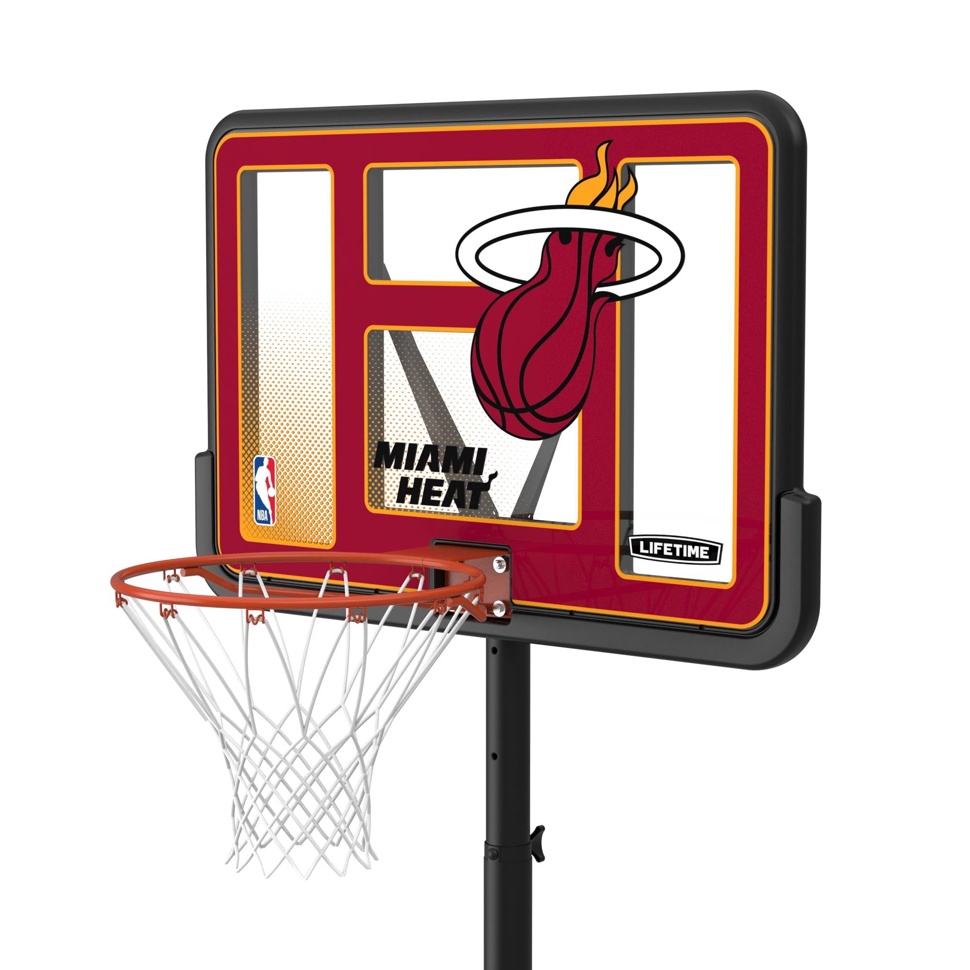 Lifetime NBA Miami Heat 44" Portable Basketball Hoop with Wheels - 7.5 to 10 Ft Adjustable Height