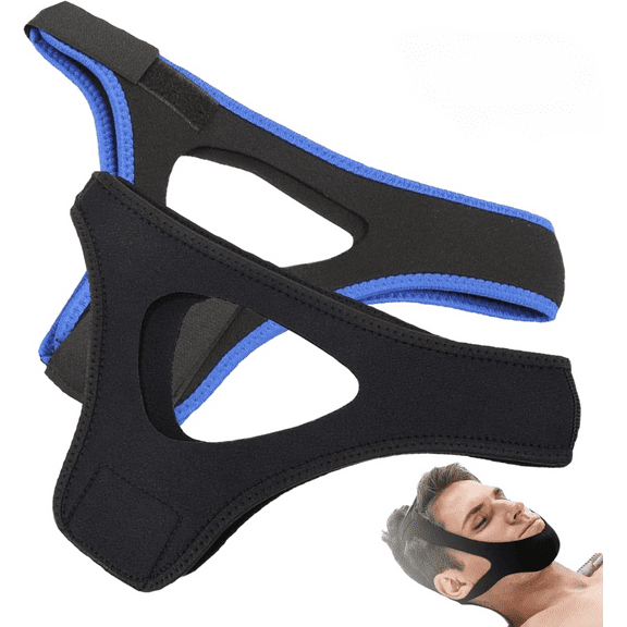 Airflow Jaw Strap, Breathable Stop Snoring Chin Solution for Users to Keep Mouth Closed (Black Blue)