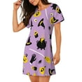 thumbnail image 2 of Kdxio Cute Halloween Pattern Womens Short Sleeve Sleepshirt Scoopneck Cute Nightdress Ruffle Comfy Nightgown, 2 of 6