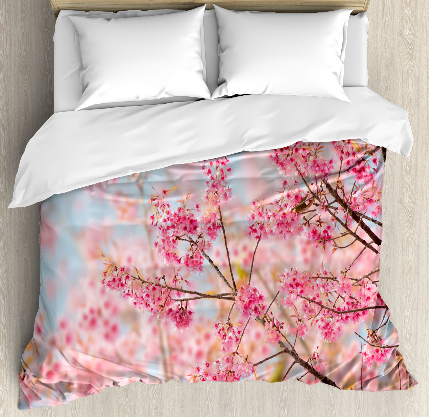 Floral Duvet Cover Set Japanese Sakura Cherry Blossom Branches