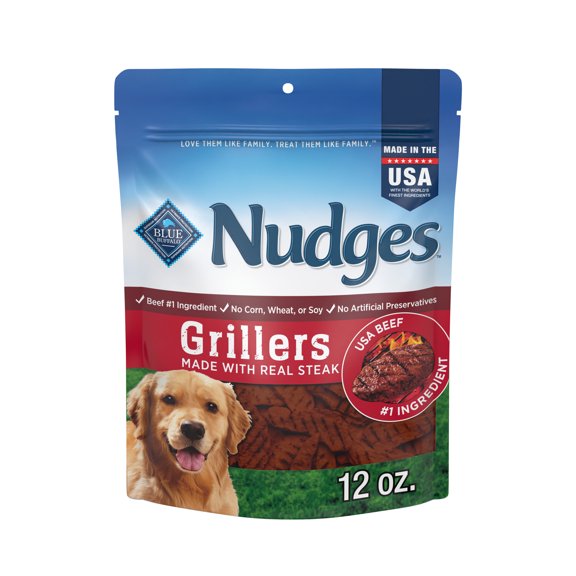 Blue Buffalo Nudges Grillers, Natural Dog Treats, Steak, 12oz Bag