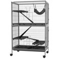 thumbnail image 1 of 5-Tier Rolling Small Animal Cage, Grey Steel Multi-Level Pet Enclosure with Ramps, Platforms & Hammock for Chinchilla, Ferret, Rabbit or Kitten, 31.5"L x 20.5"W x 50.4"H, 1 of 7