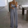thumbnail image 2 of Women's FashionAble And Casual Loose Color Wide Leg Pants Waist Cinching Elegant Suspender Bead Jumpsuit, Size S-2XL, 2 of 5