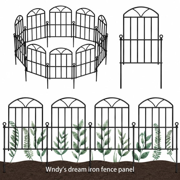 10Pcs Decorative Garden Fence, Total 10.5ft (L) x 16.5in (H) Rustproof Metal Wire Fencing Border Small Animal Barrier Flower Bed Fence for Yard Patio Outdoor Decor, Garden Decorations, Black