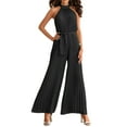 thumbnail image 1 of Mialoley Été Femmes Licol Jumpsuit, Bandage de Taille Sans Manches Large Jambe une Pièce, 1 of 5